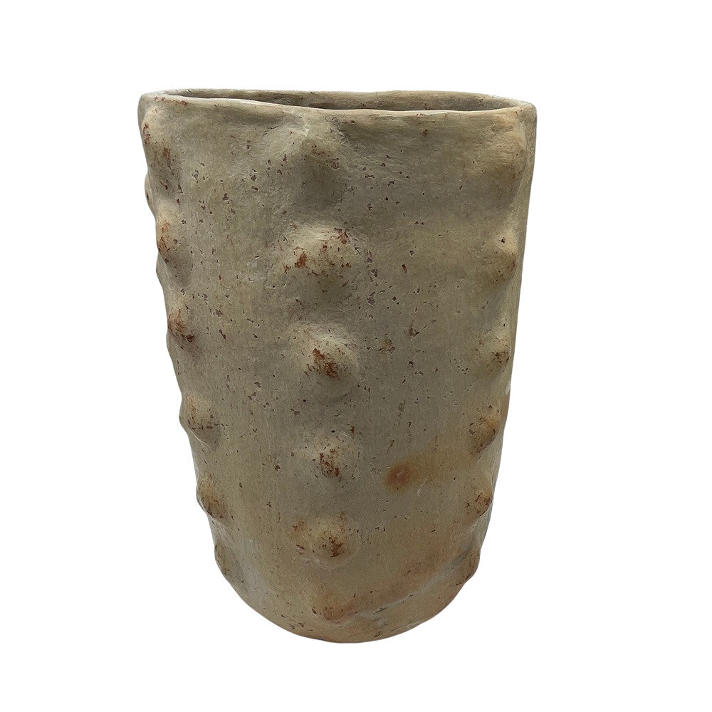 Sejnane Cylindrical Clay Bumpy Vessel - Light Large - Berbere Imports