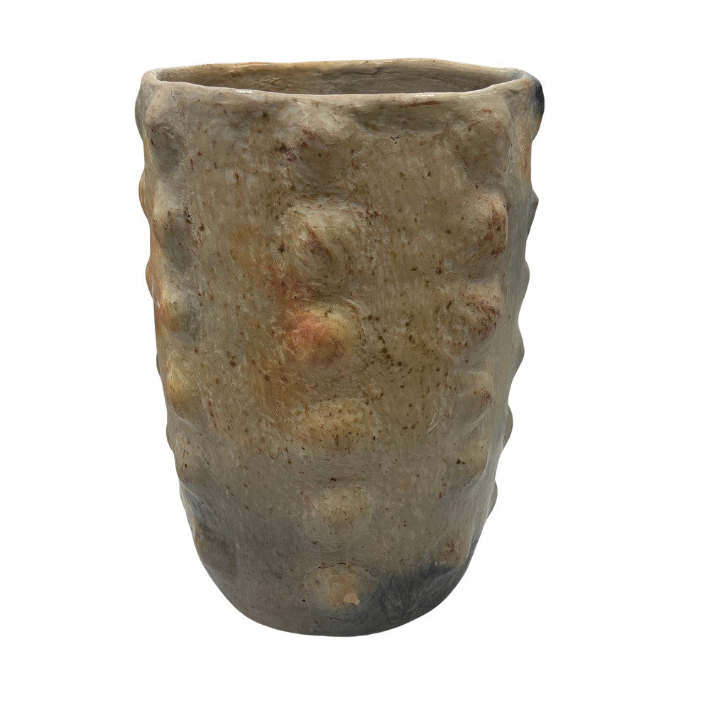 Sejnane Cylindrical Clay Bumpy Vessel - Light Large - Berbere Imports