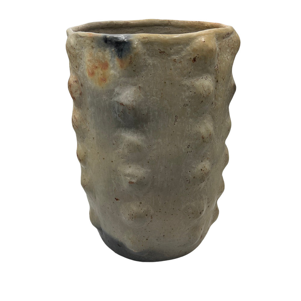 Sejnane Cylindrical Clay Bumpy Vessel - Light Large - Berbere Imports