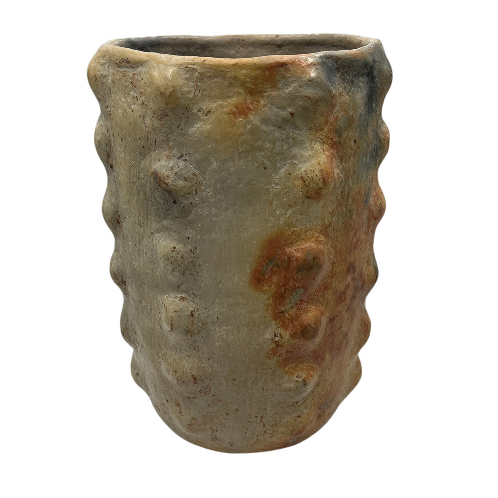 Sejnane Cylindrical Clay Bumpy Vessel - Light Large - Berbere Imports