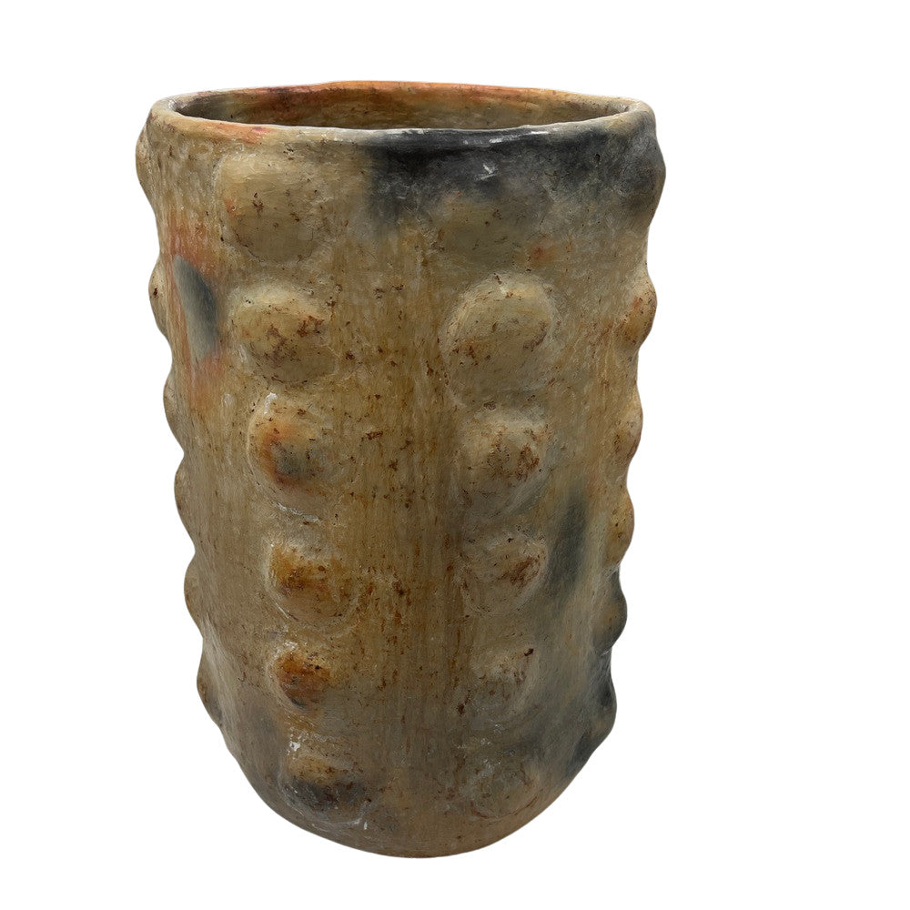 Sejnane Cylindrical Clay Bumpy Vessel - Light Large - Berbere Imports