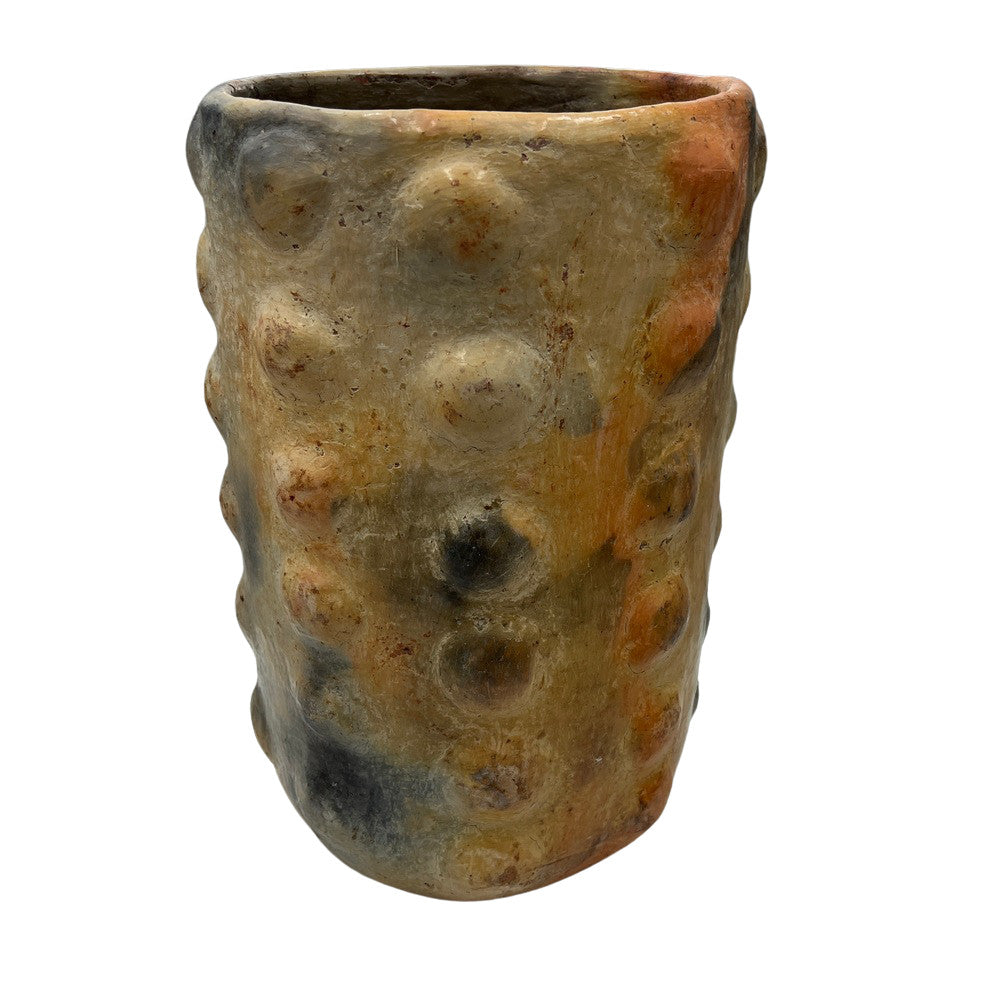 Sejnane Cylindrical Clay Bumpy Vessel - Light Large - Berbere Imports