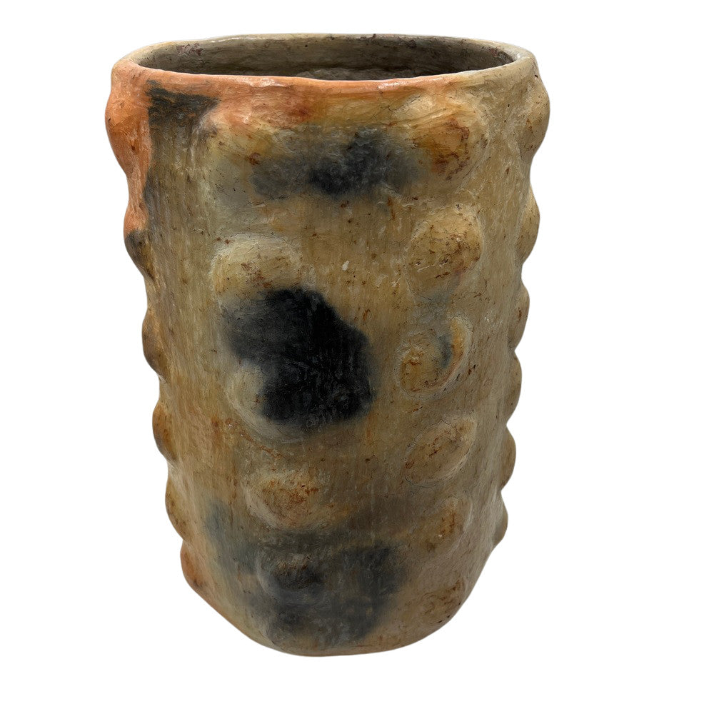 Sejnane Cylindrical Clay Bumpy Vessel - Light Large - Berbere Imports