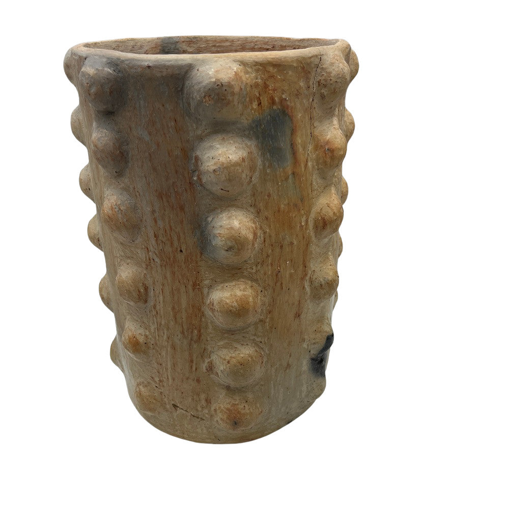 Sejnane Cylindrical Clay Bumpy Vessel - Light Large - Berbere Imports