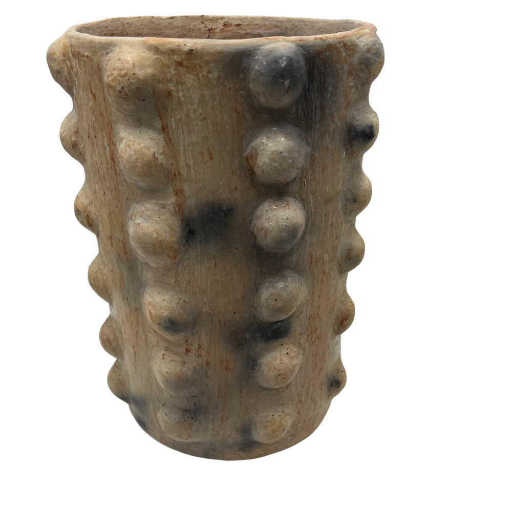 Sejnane Cylindrical Clay Bumpy Vessel - Light Large - Berbere Imports