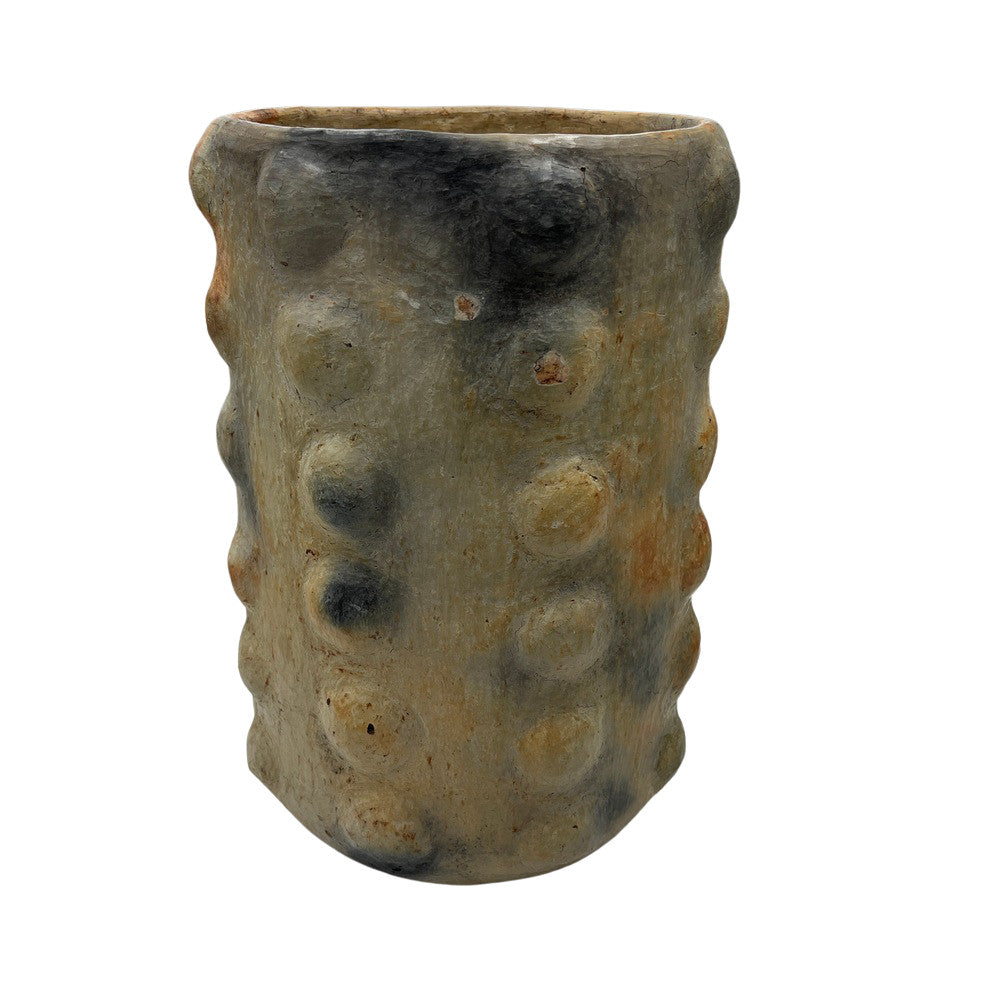 Sejnane Cylindrical Clay Bumpy Vessel - Light Large - Berbere Imports