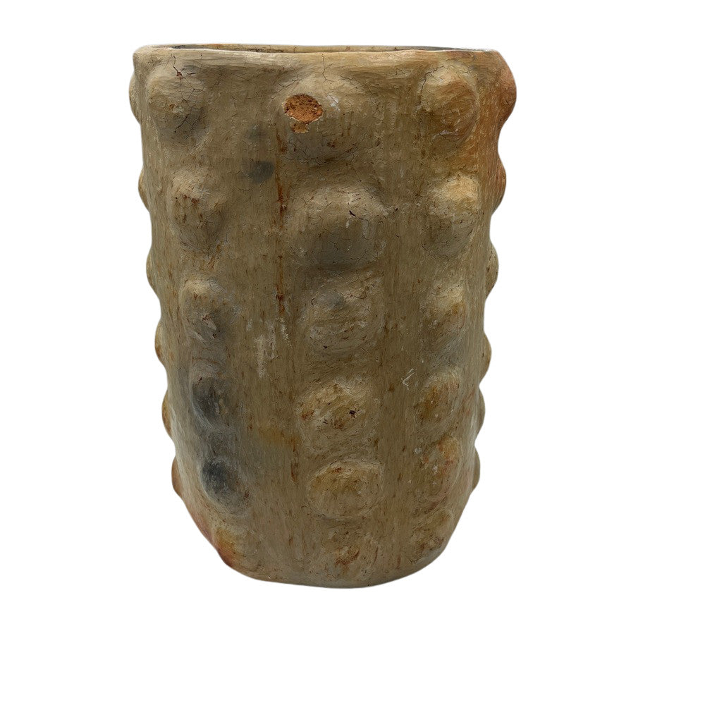 Sejnane Cylindrical Clay Bumpy Vessel - Light Large - Berbere Imports