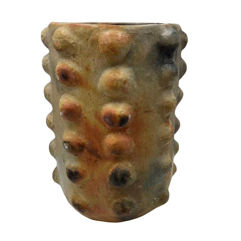 Sejnane Cylindrical Clay Bumpy Vessel - Light Large - Berbere Imports