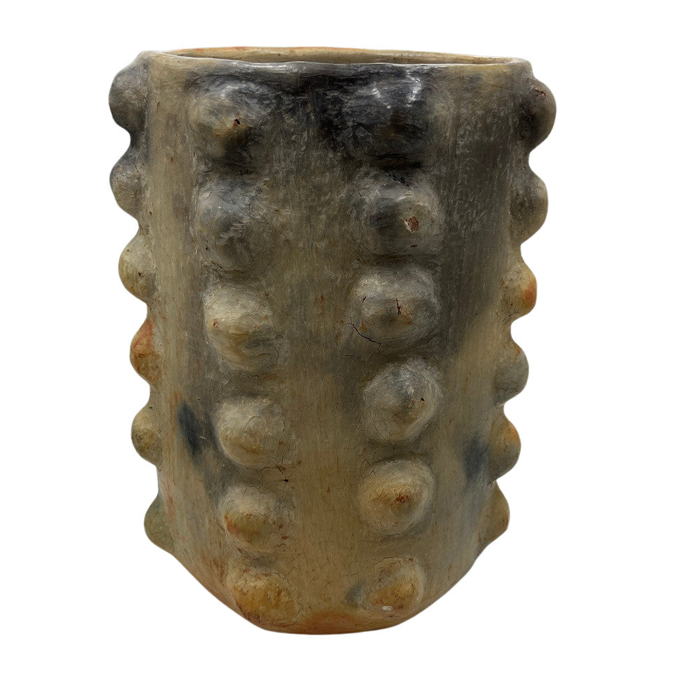 Sejnane Cylindrical Clay Bumpy Vessel - Light Large - Berbere Imports