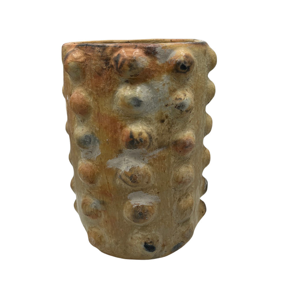 Sejnane Cylindrical Clay Bumpy Vessel - Light Large - Berbere Imports