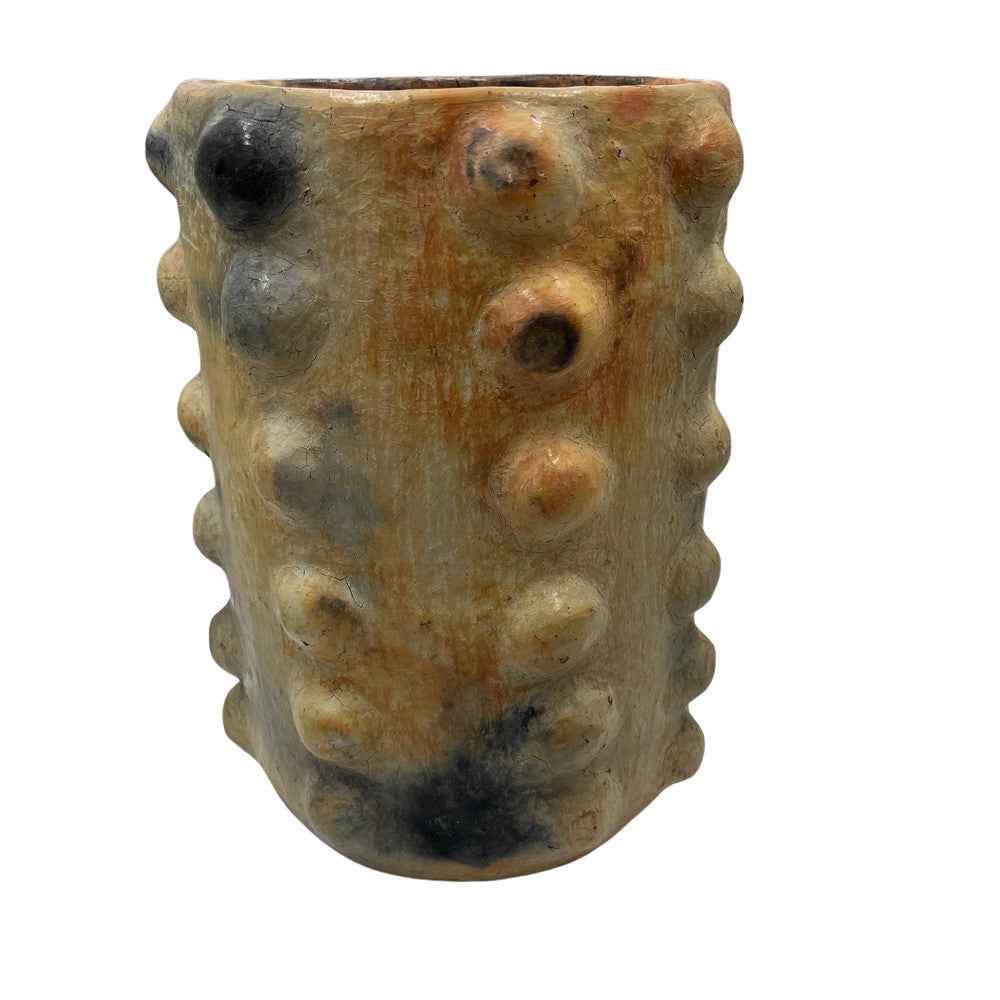 Sejnane Cylindrical Clay Bumpy Vessel - Light Large - Berbere Imports