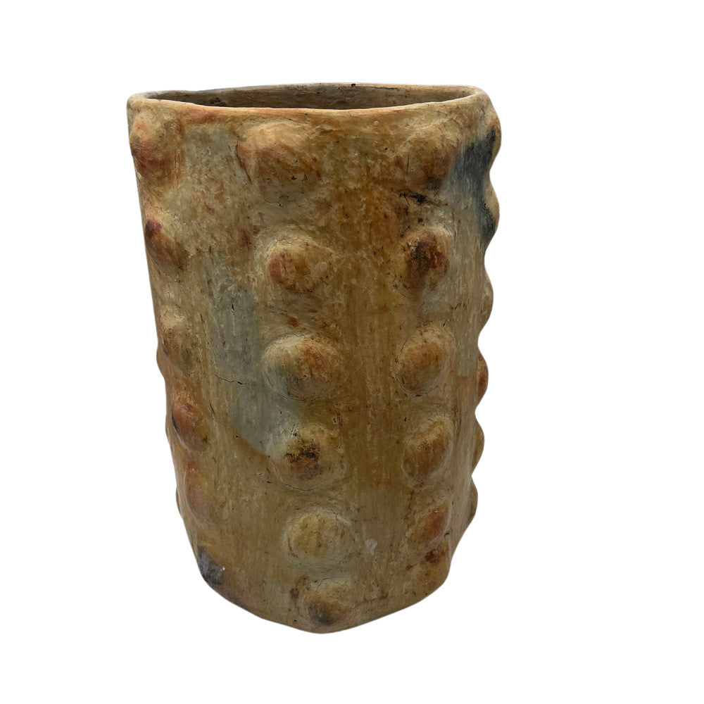 Sejnane Cylindrical Clay Bumpy Vessel - Light Large - Berbere Imports