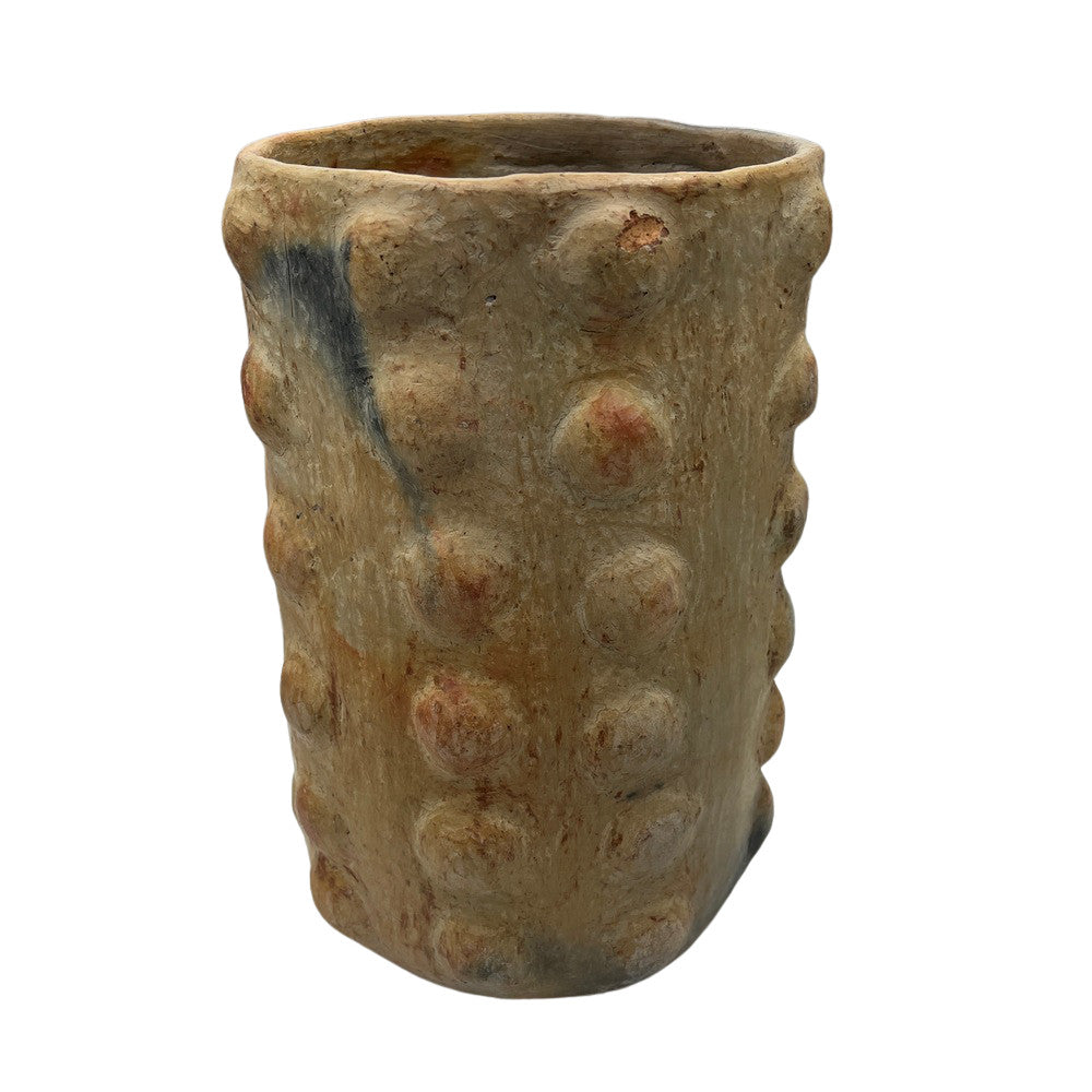 Sejnane Cylindrical Clay Bumpy Vessel - Light Large - Berbere Imports