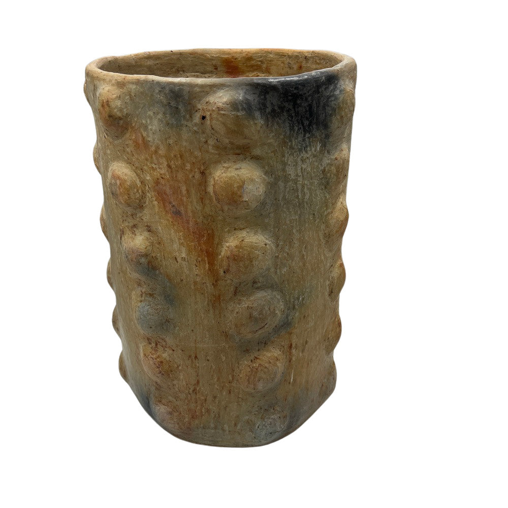 Sejnane Cylindrical Clay Bumpy Vessel - Light Large - Berbere Imports