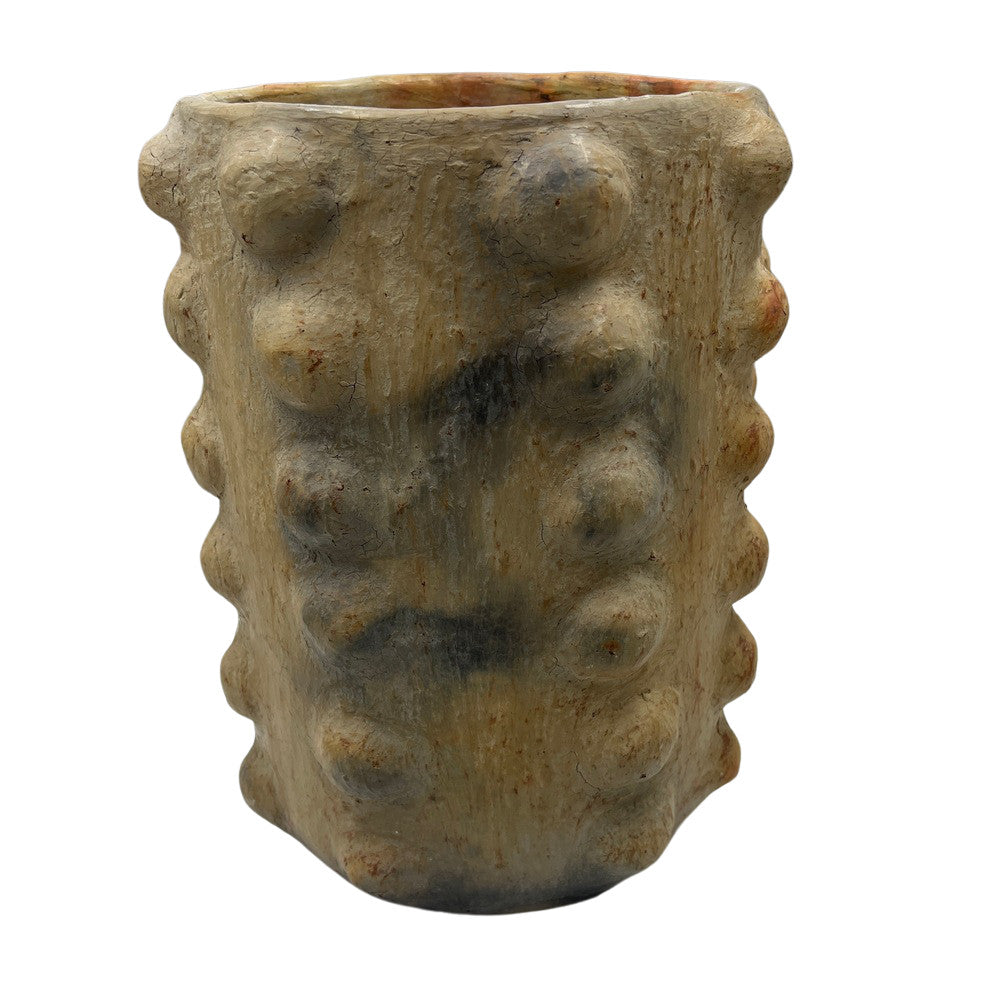 Sejnane Cylindrical Clay Bumpy Vessel - Light Large - Berbere Imports