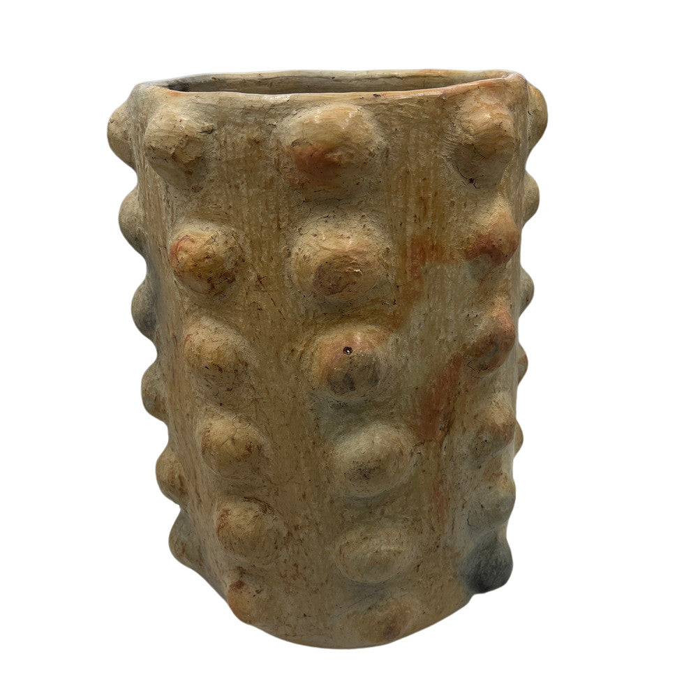 Sejnane Cylindrical Clay Bumpy Vessel - Light Large - Berbere Imports