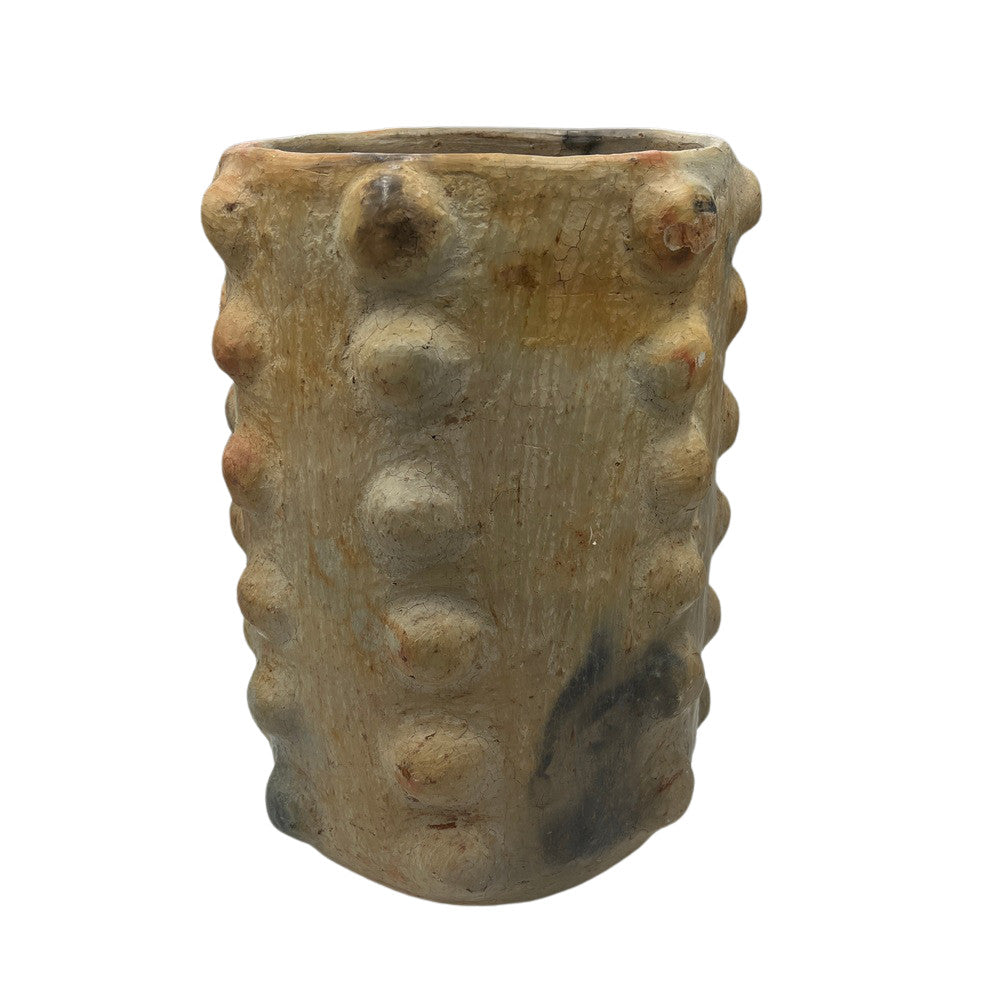 Sejnane Cylindrical Clay Bumpy Vessel - Light Large - Berbere Imports