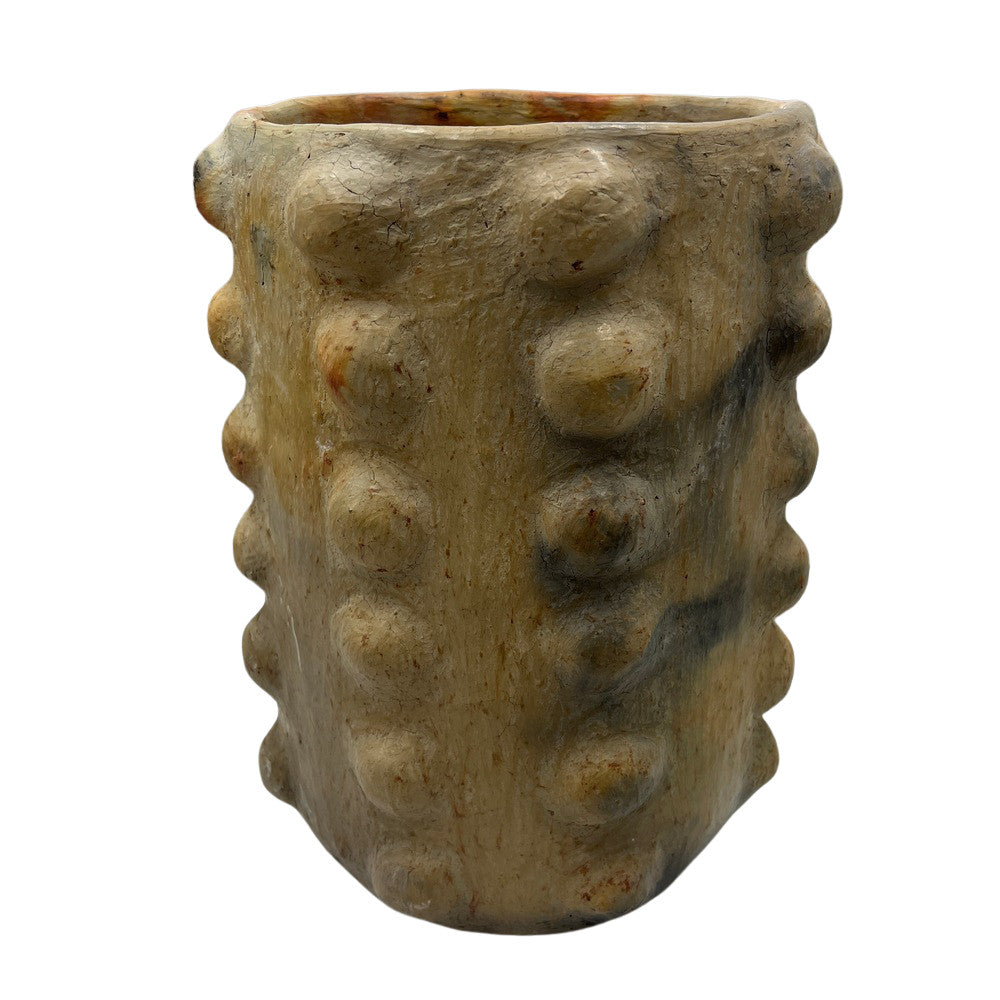 Sejnane Cylindrical Clay Bumpy Vessel - Light Large - Berbere Imports