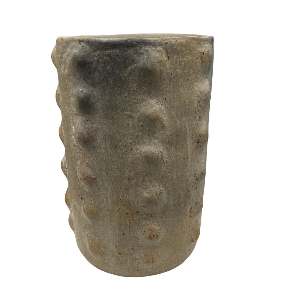 Sejnane Cylindrical Clay Bumpy Vessel - Light Large - Berbere Imports