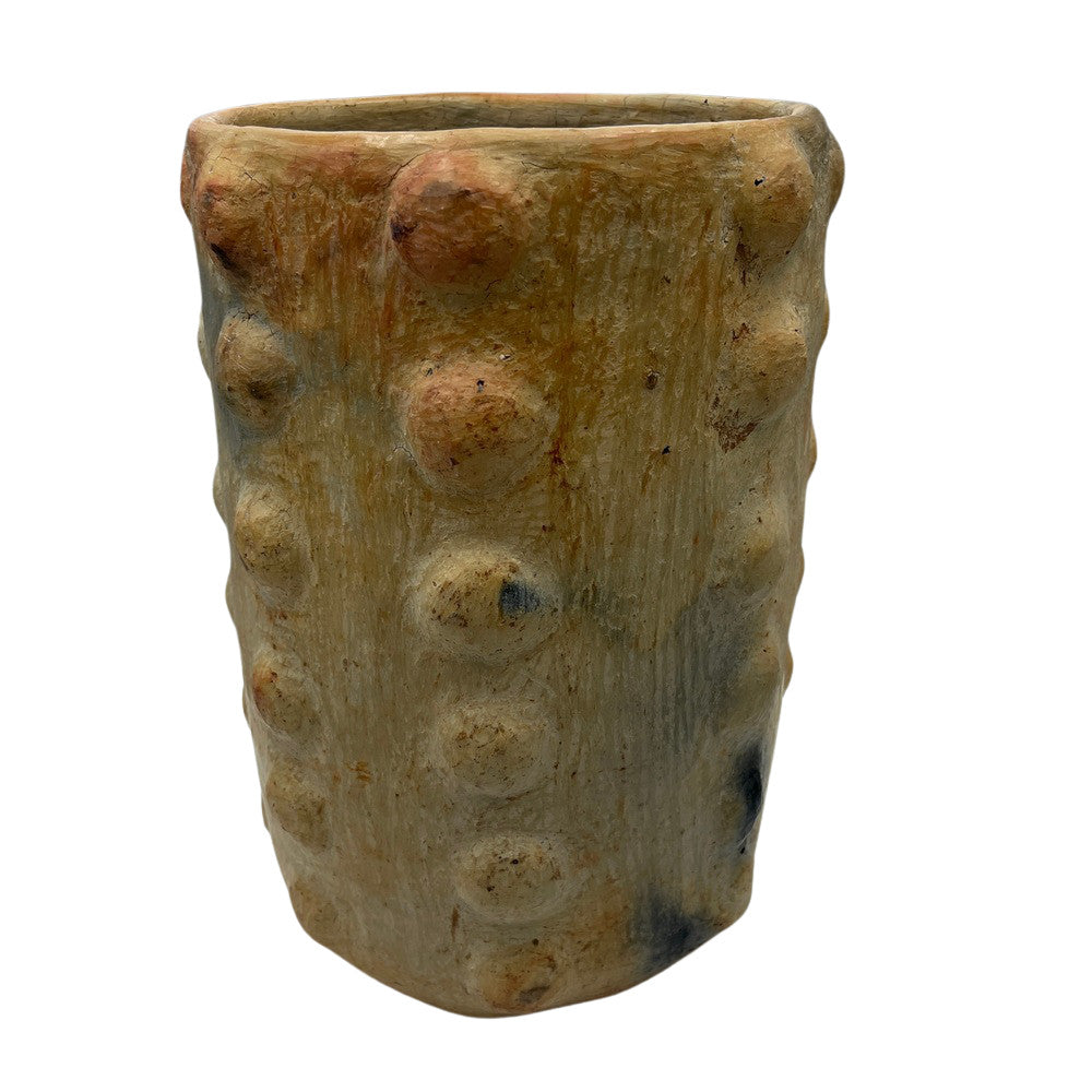 Sejnane Cylindrical Clay Bumpy Vessel - Light Large - Berbere Imports