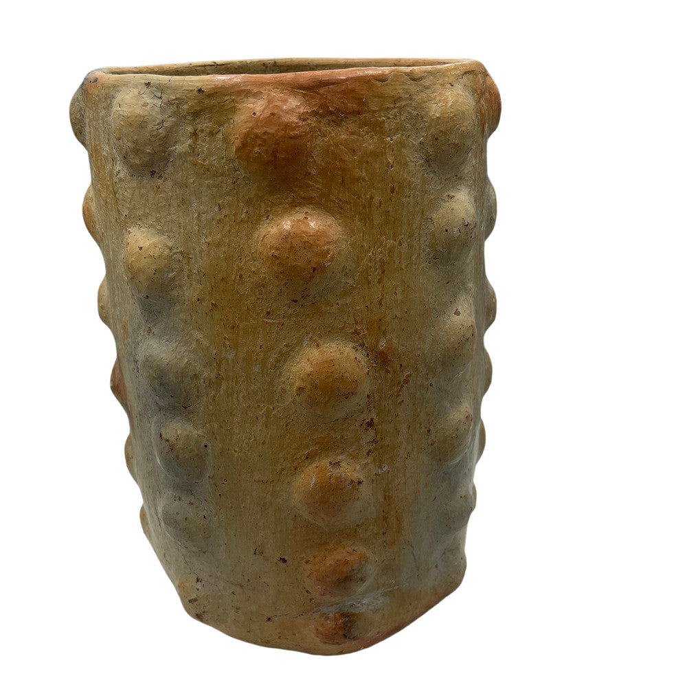 Sejnane Cylindrical Clay Bumpy Vessel - Light Large - Berbere Imports