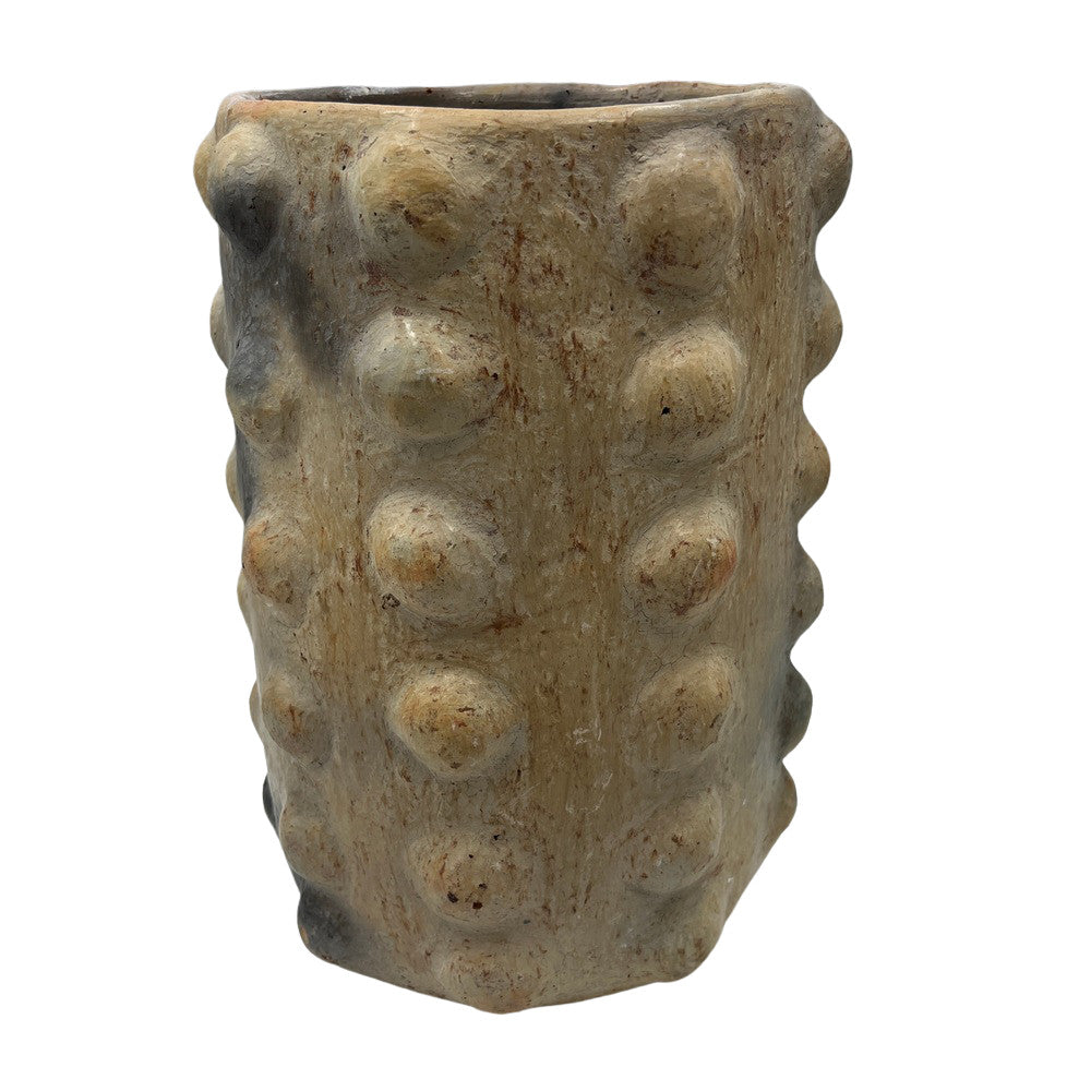 Sejnane Cylindrical Clay Bumpy Vessel - Light Large - Berbere Imports