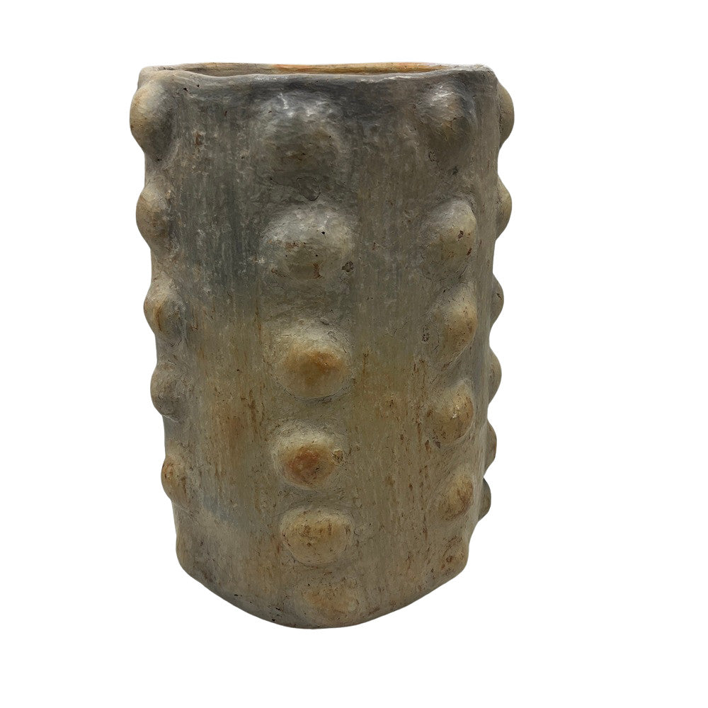 Sejnane Cylindrical Clay Bumpy Vessel - Light Large - Berbere Imports