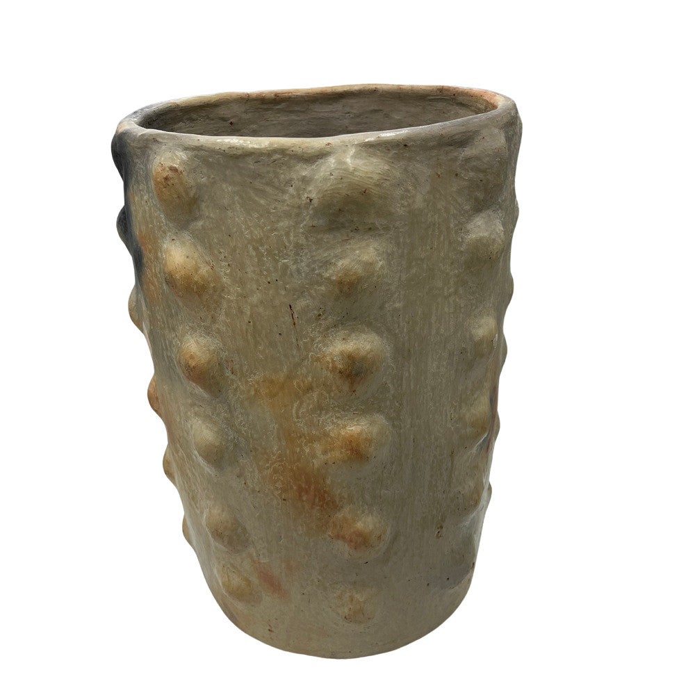 Sejnane Cylindrical Clay Bumpy Vessel - Light Large - Berbere Imports