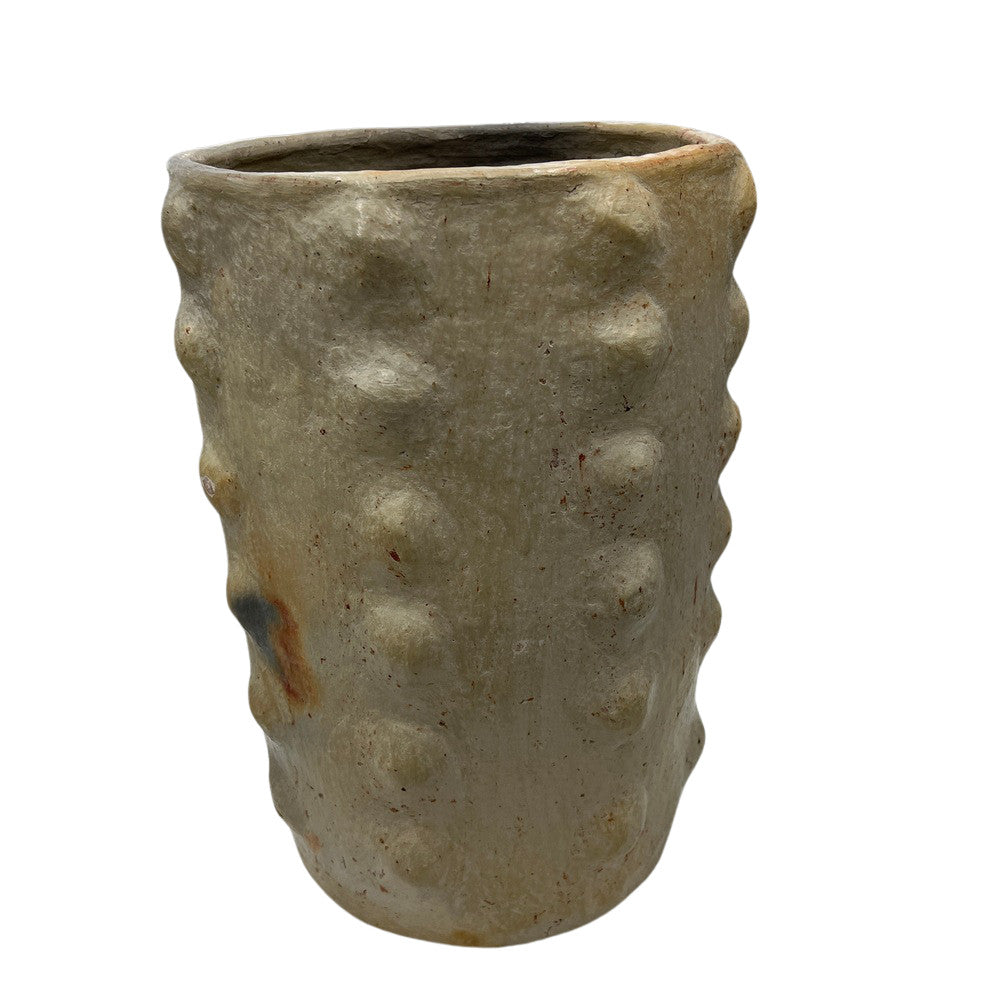 Sejnane Cylindrical Clay Bumpy Vessel - Light Large - Berbere Imports