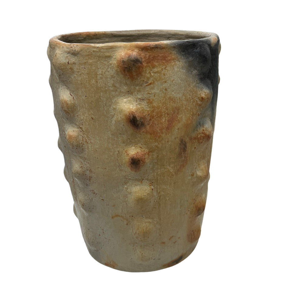 Sejnane Cylindrical Clay Bumpy Vessel - Light Large - Berbere Imports