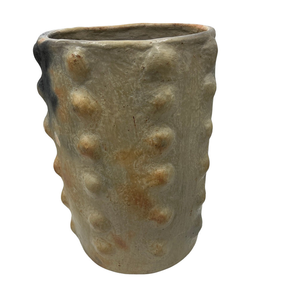 Sejnane Cylindrical Clay Bumpy Vessel - Light Large - Berbere Imports