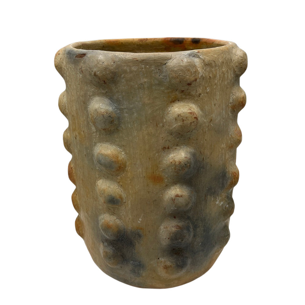 Sejnane Cylindrical Clay Bumpy Vessel - Light Large - Berbere Imports