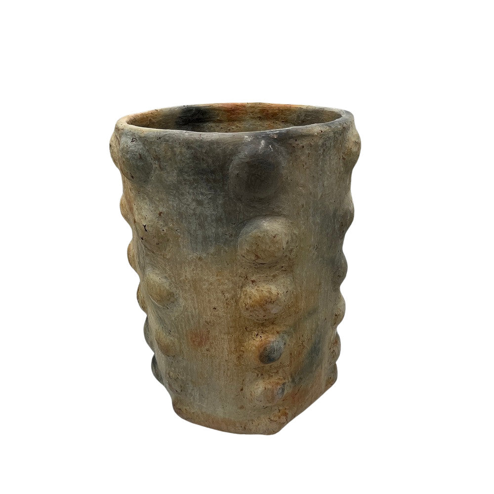 Sejnane Cylindrical Clay Bumpy Vessel - Light Large - Berbere Imports