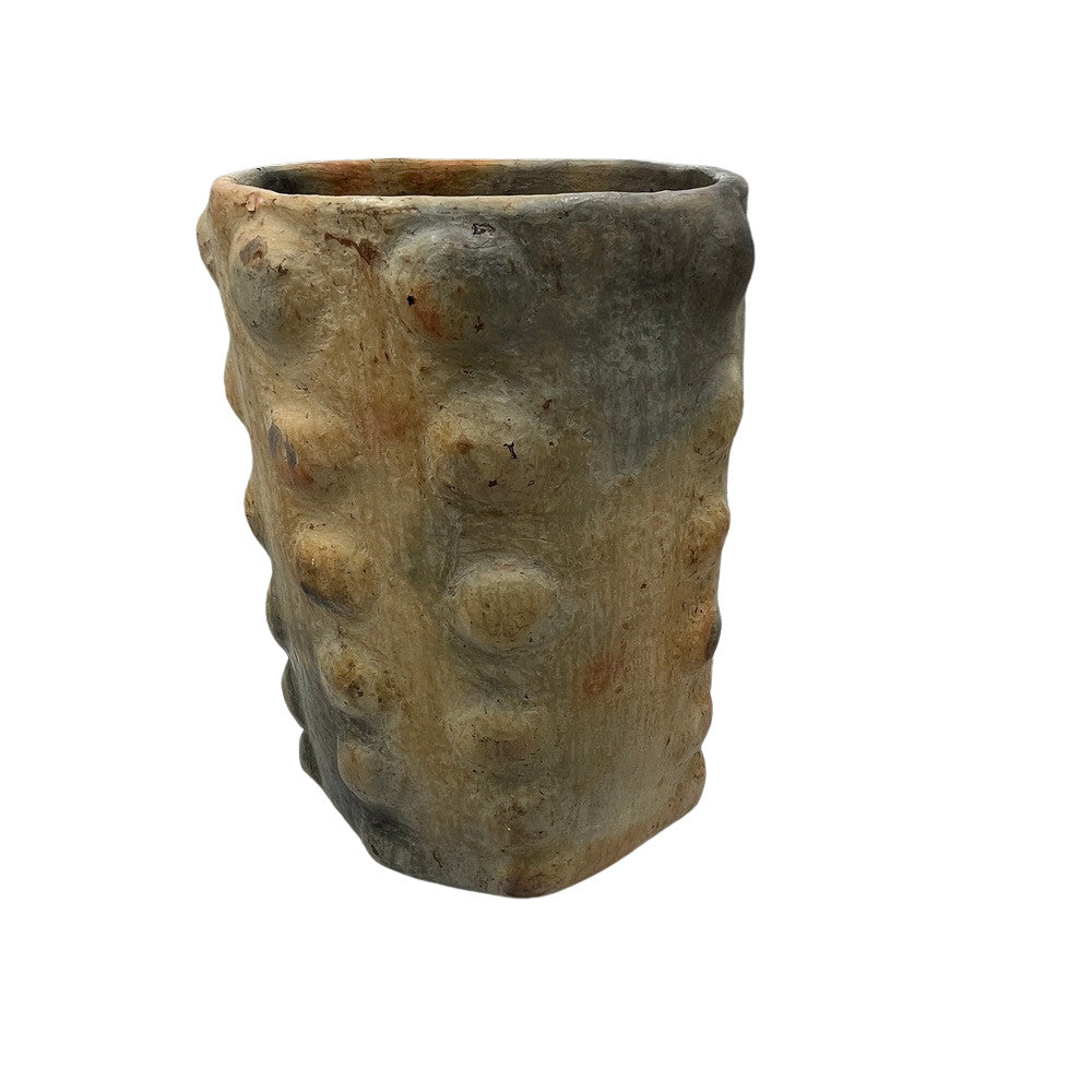 Sejnane Cylindrical Clay Bumpy Vessel - Light Large - Berbere Imports