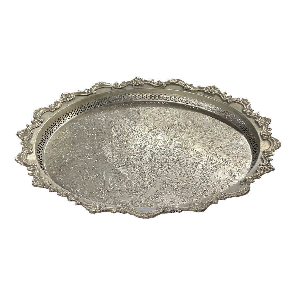 Vintage Moroccan Silver Tray - Medium - Berbere Imports