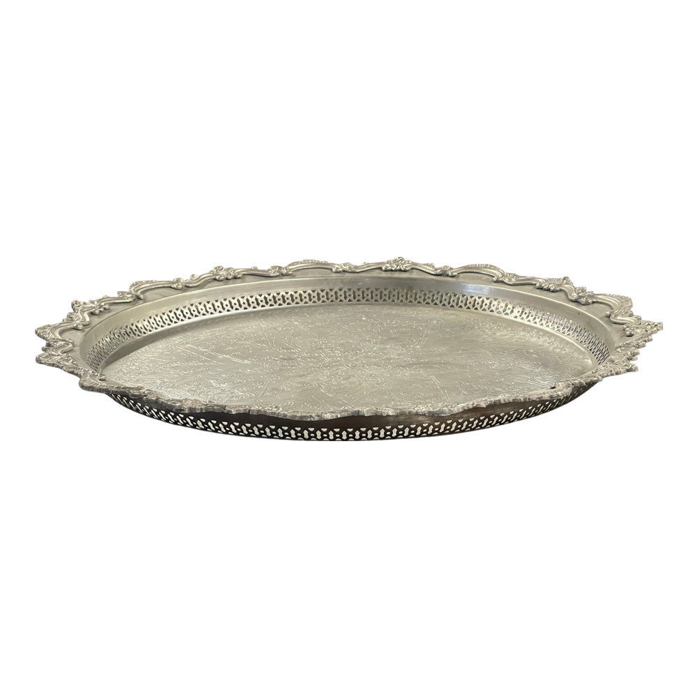 Vintage Moroccan Silver Tray - Medium - Berbere Imports