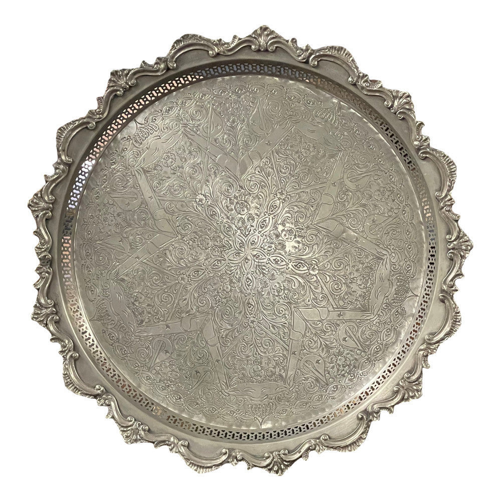 Vintage Moroccan Silver Tray - Medium - Berbere Imports