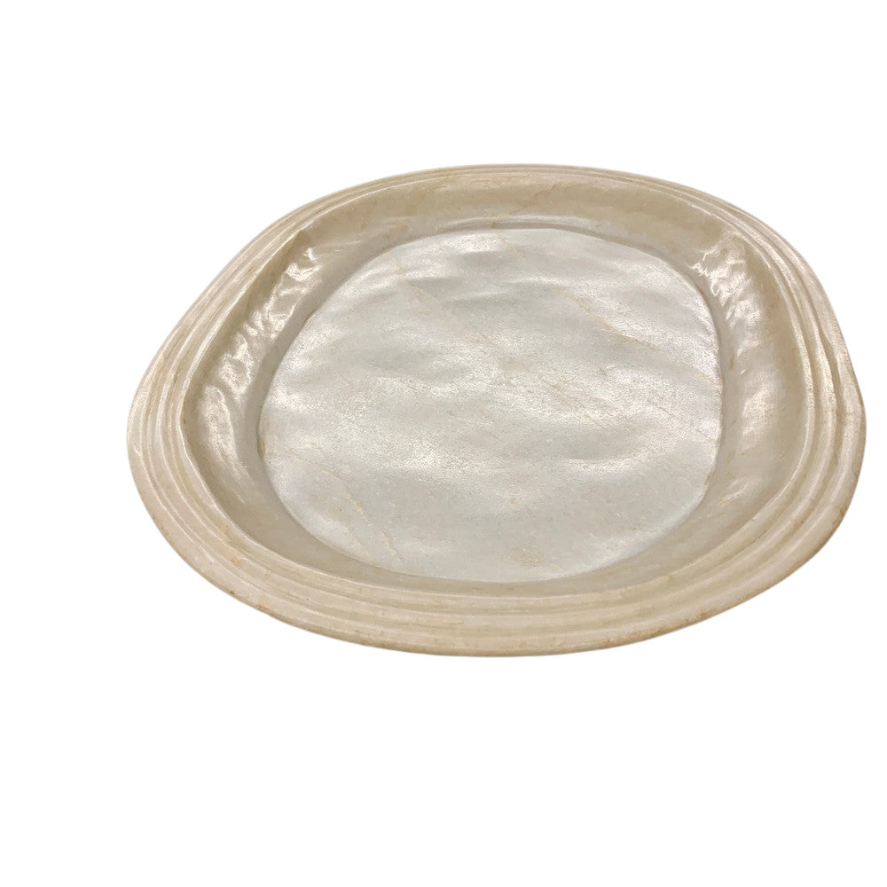 Ribbed Oval Marble Tray - Berbere Imports