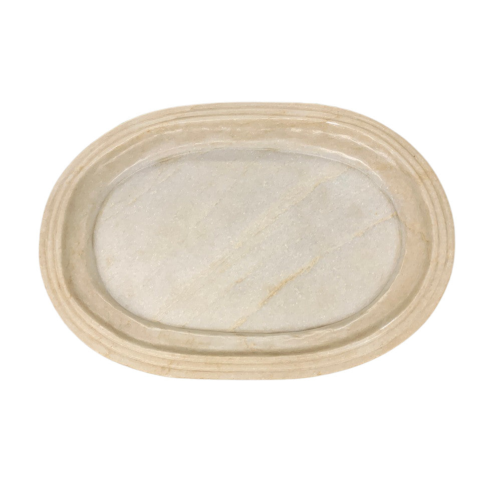 Ribbed Oval Marble Tray - Berbere Imports