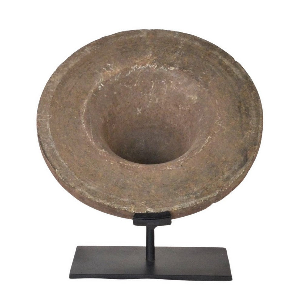 Vintage Turkish Stone Mortar On Custom Iron Stand - Berbere Imports