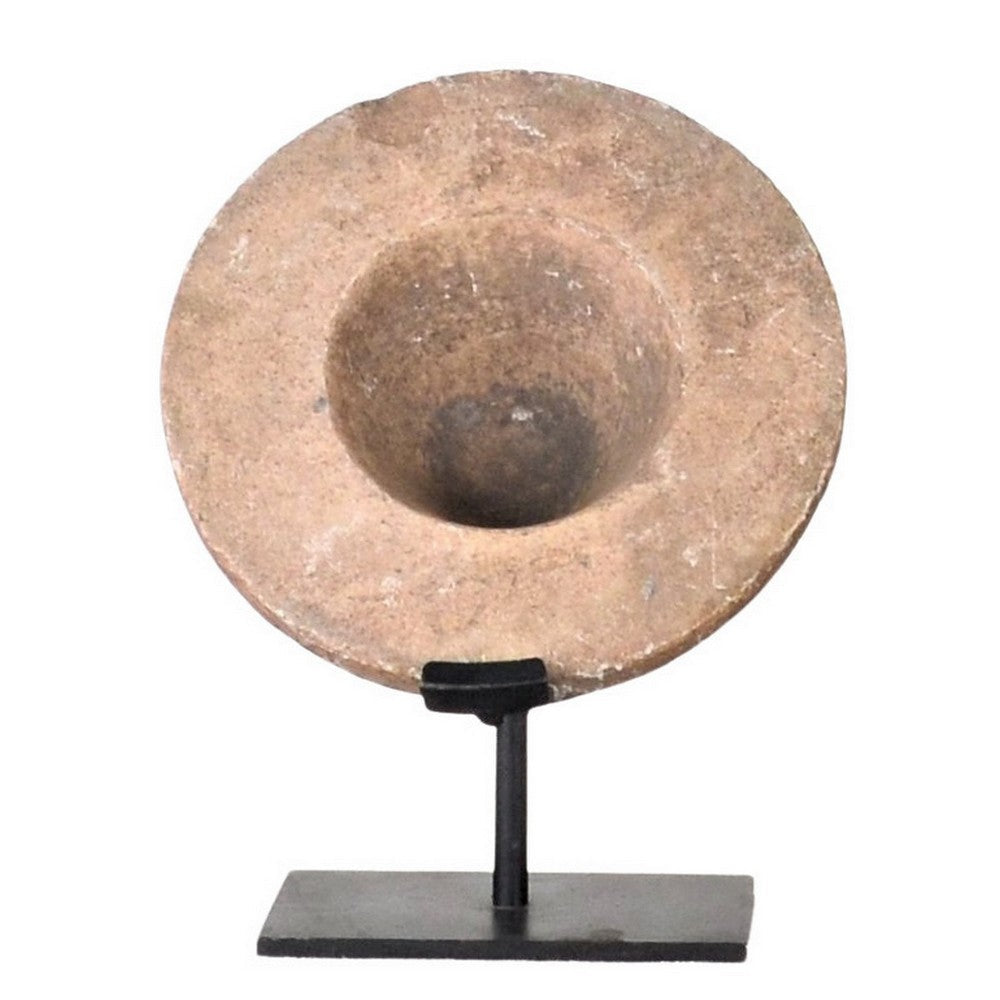 Antique Millstone On Custom Iron Base - Berbere Imports