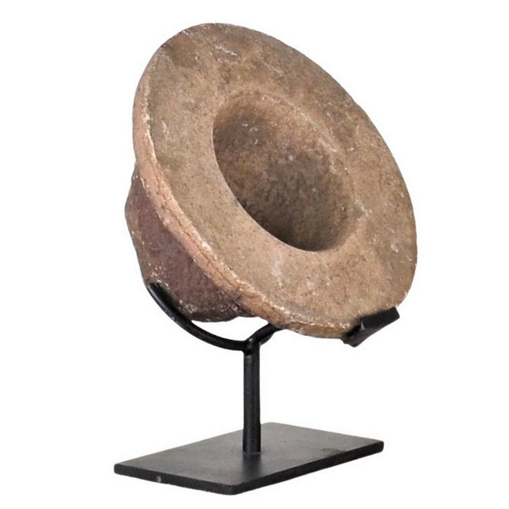 Antique Millstone On Custom Iron Base - Berbere Imports