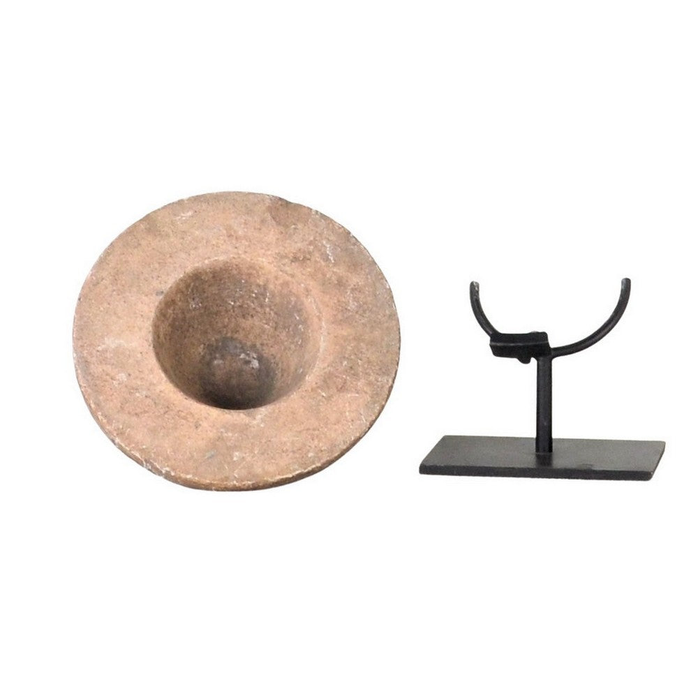 Antique Millstone On Custom Iron Base - Berbere Imports