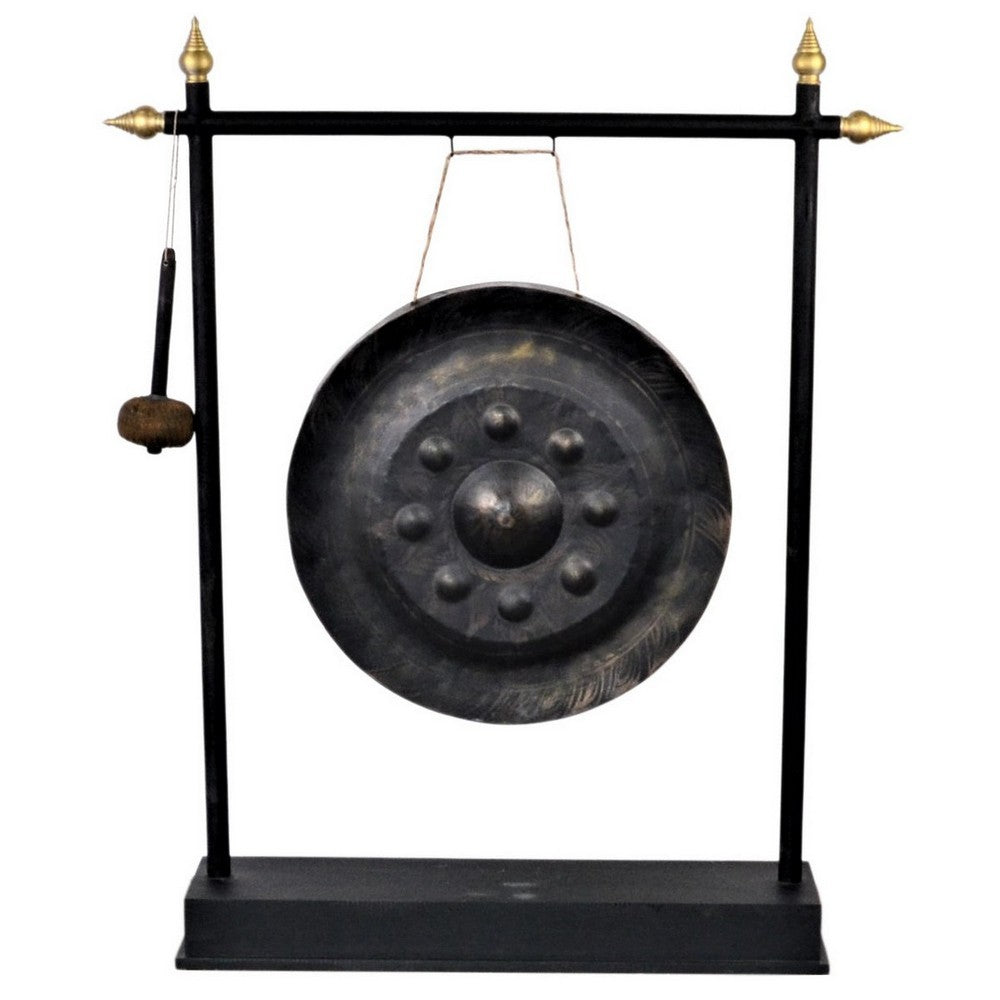 Vintage Thai Metal Gong On Stand - Large - Berbere Imports