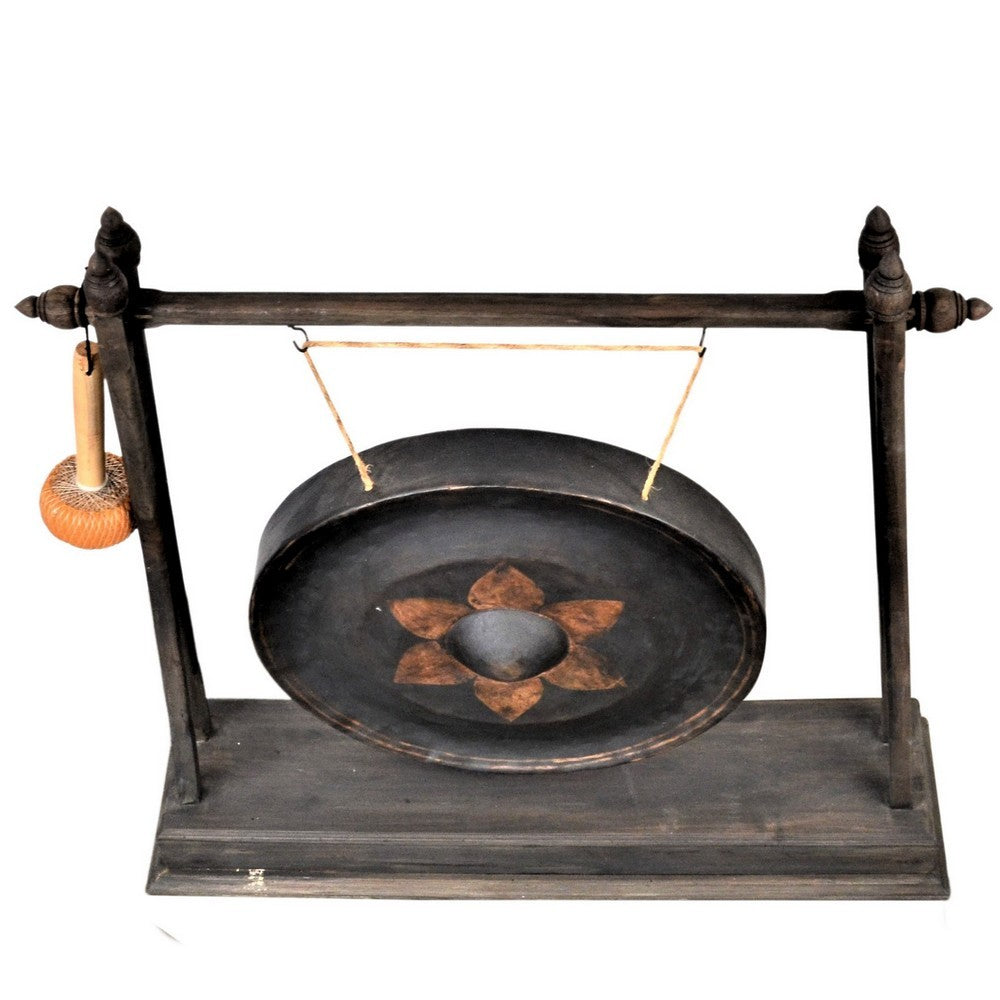 Vintage Thai Metal Gong On Stand - Medium - Berbere Imports