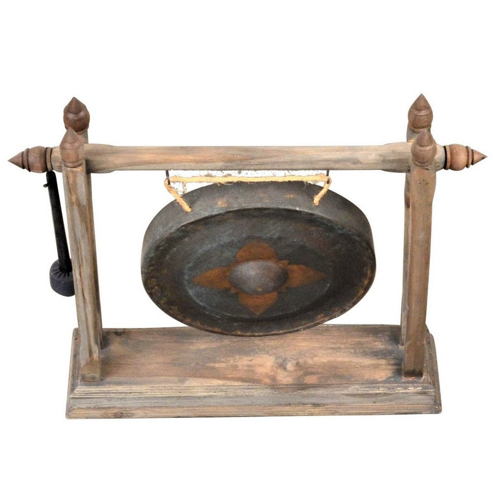 Vintage Thai Metal Gong On Stand - Small - Berbere Imports