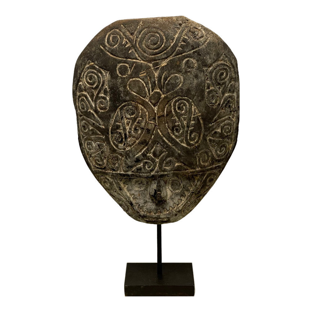 Indonesian Wooden Mask On Stand - Berbere Imports