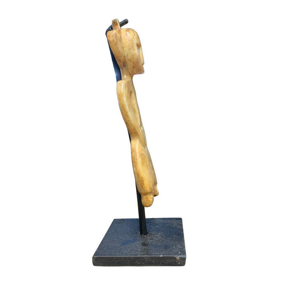 Tiny Carved Bone Primitive Figurine On Stand - Berbere Imports