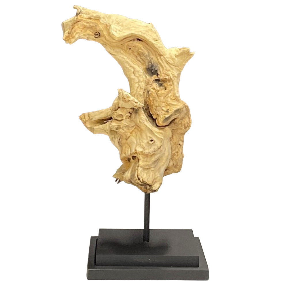 Bleached Teak Sculpture On Stand - Berbere Imports