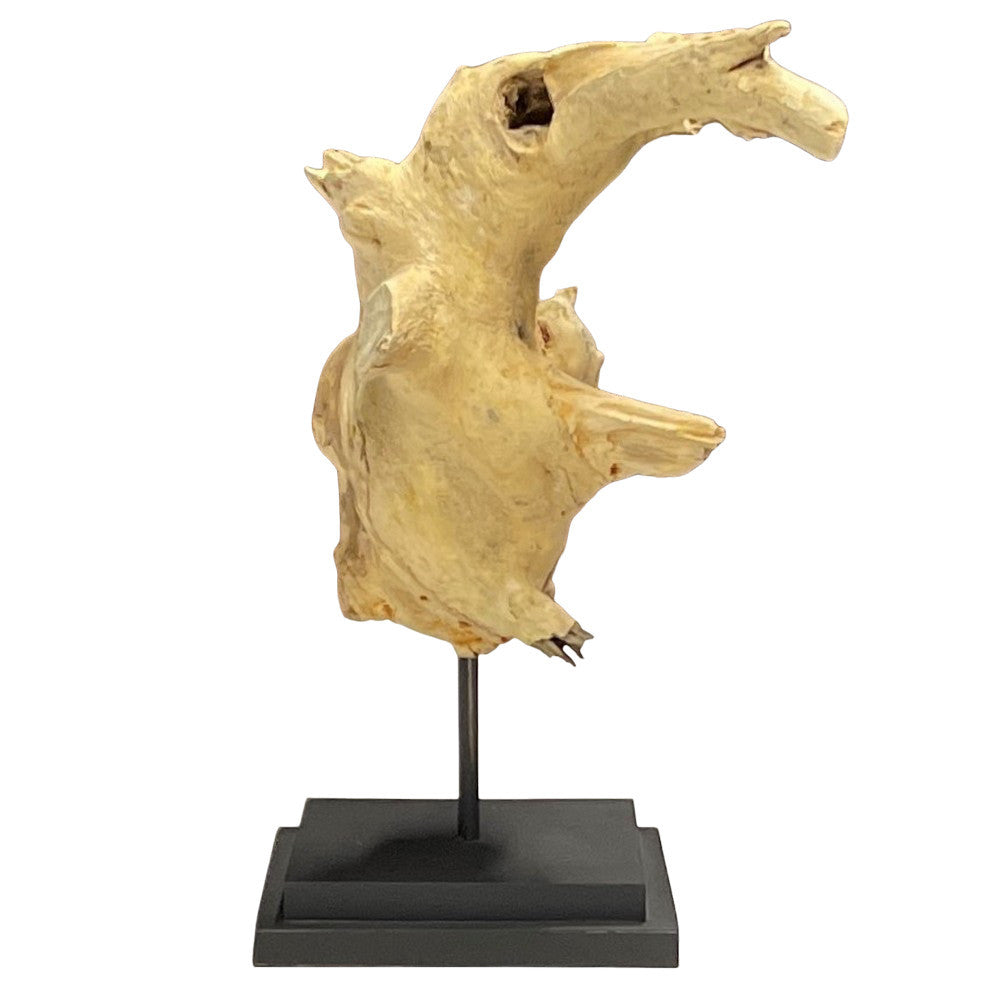 Bleached Teak Sculpture On Stand - Berbere Imports